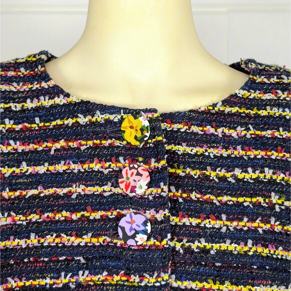 CAbi Headline Topper Jacket Size 16 Multicolor Striped Tweed Bouclé Knee Length - Picture 2 of 14